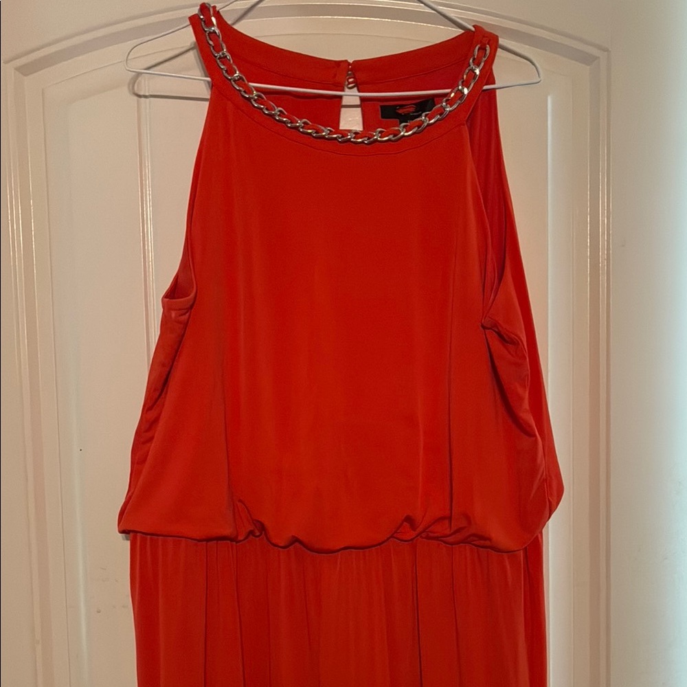Elegant Orange Sleeveless Wide Leg Jumpsuit